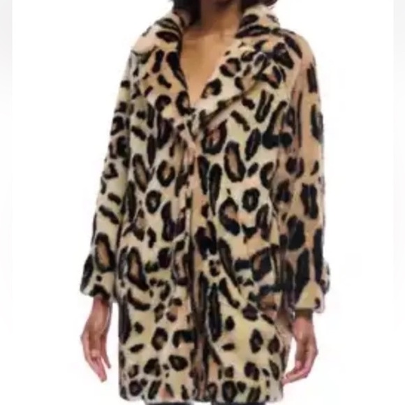 Curations Leopard Print Vintage Coat Faux Fur Large L - Picture 1 of 4